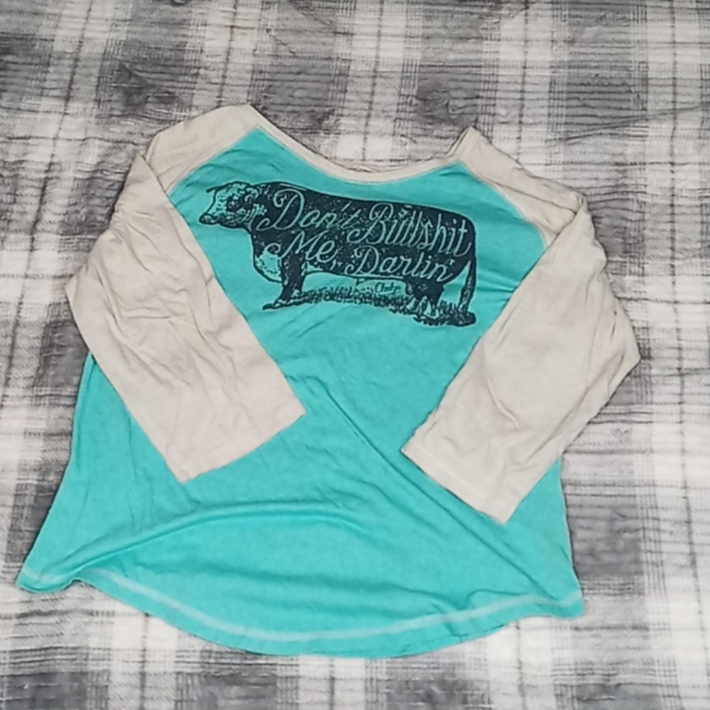 TEAL AND GRAY "DON'T BULLSHIT ME T-SHIRT